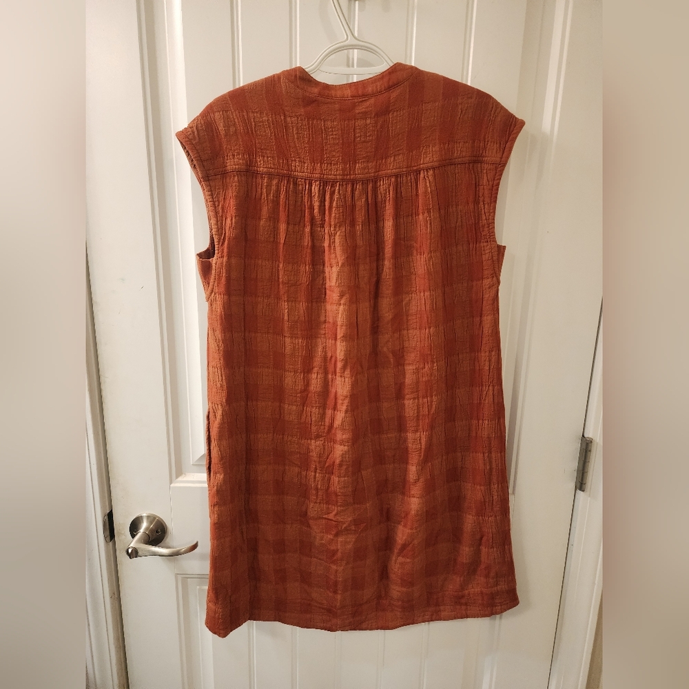 Uncle Frank Rust Orange Gauze Cotton Tunic Dress Size Small Boho - Picture 4 of 4